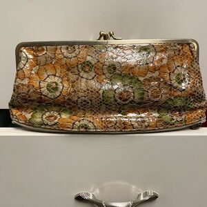 HOBO Floral Leather Clutch in Earth Tones